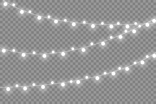 Premium Vector | Christmas lights isolated on transparent background.