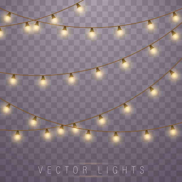 Christmas Lights Led Neon Lamp Glowing Lights Vector