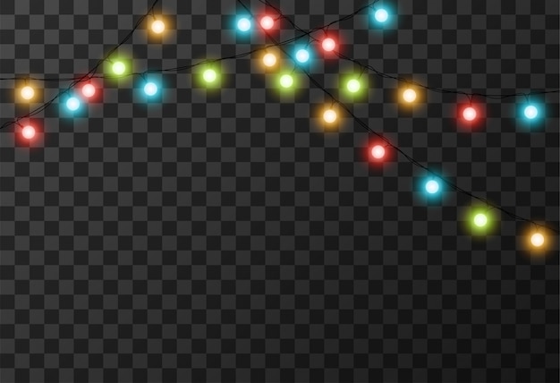 Premium Vector Christmas Lights Transparent Background