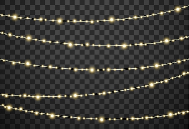 Premium Vector Christmas Lights On Transparent Background