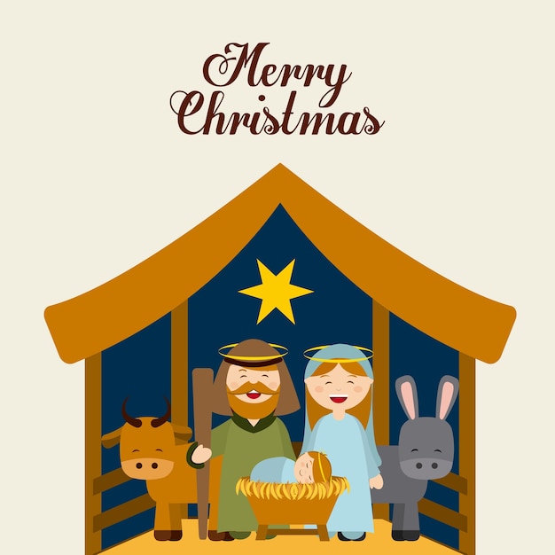 Premium Vector | Christmas manger characters design, vector ...