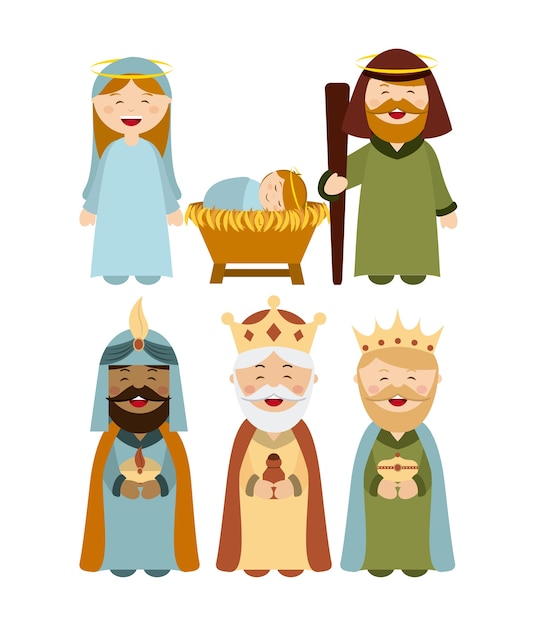 Premium Vector | Christmas manger characters design, vector ...