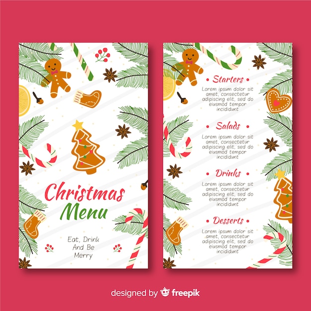 Free Vector | Christmas menu template in flat design