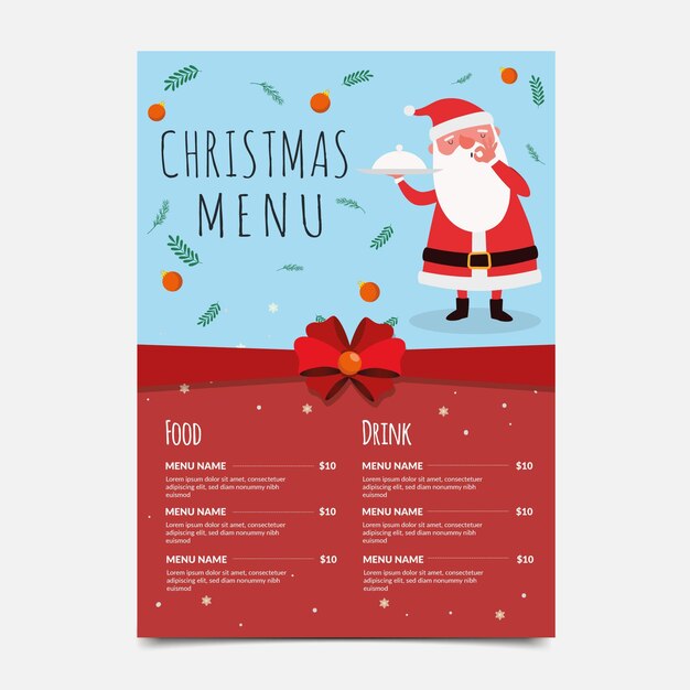 Free Vector | Christmas menu template in flat design