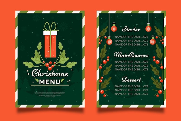 Free Vector | Christmas menu template in flat design