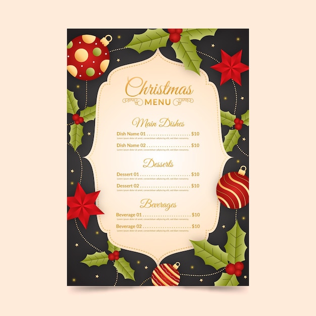 Free Vector Christmas Menu Template In Flat Design