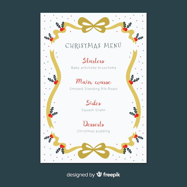 Free Vector | Christmas menu template in flat style