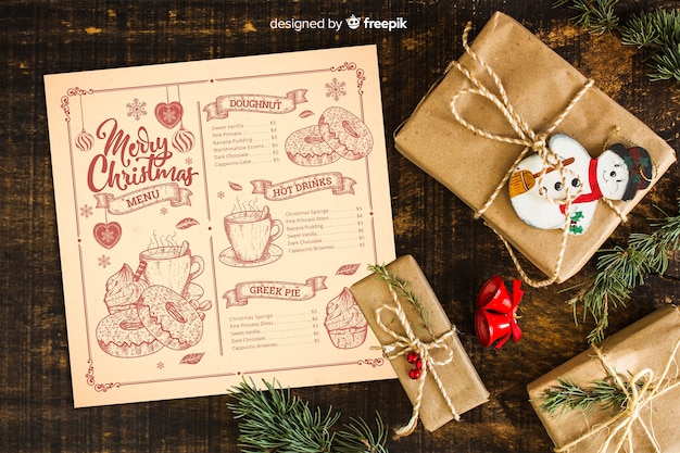 Download Free Vector Christmas Menu PSD Mockup Templates