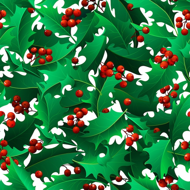 Premium Vector | Christmas mistletoe seamless pattern