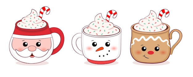 Premium Vector  Christmas mug collection illustration