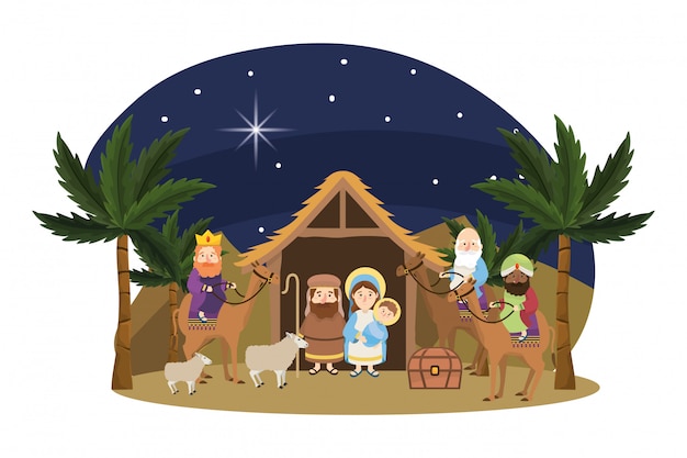 Premium Vector | Christmas nativity scene cartoon