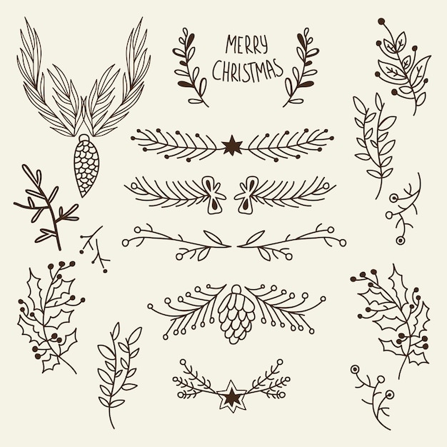 Free Vector Christmas natural hand drawn template with tree branches