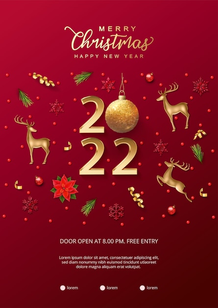 Christmas Luncheon 2022 Premium Vector | Christmas And New Year 2022 Party Poster