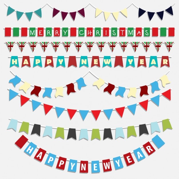 Download Free Vector | Christmas and new year bunting