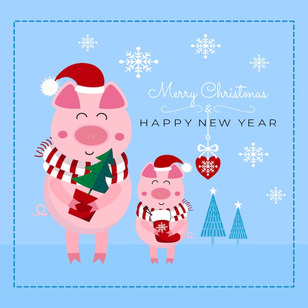 Premium Vector | Christmas and new year card