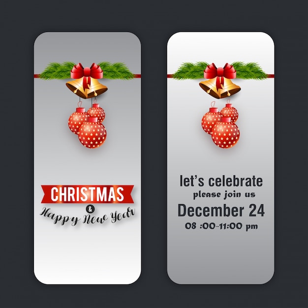 Premium Vector | Christmas and new year invitation cards