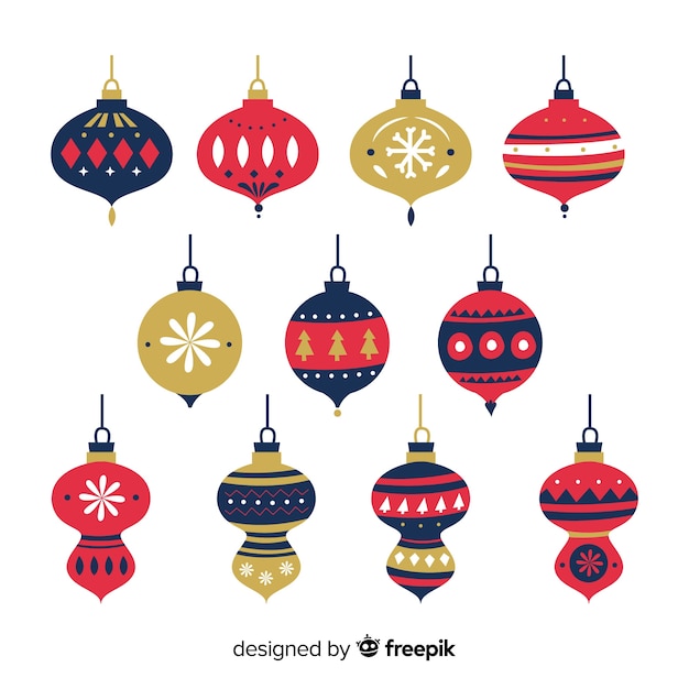 Download Christmas ornament collection in flat design Vector | Free ...