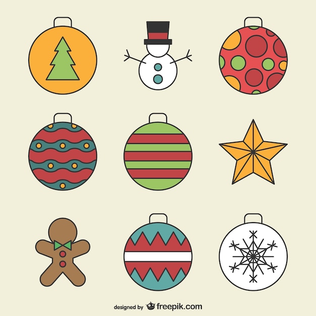 Christmas ornaments drawings Vector Free Download