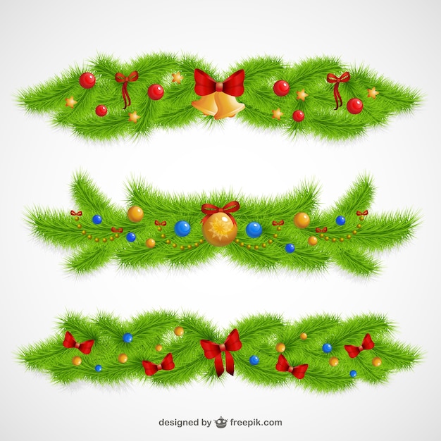 Free Vector | Christmas ornaments with leaves