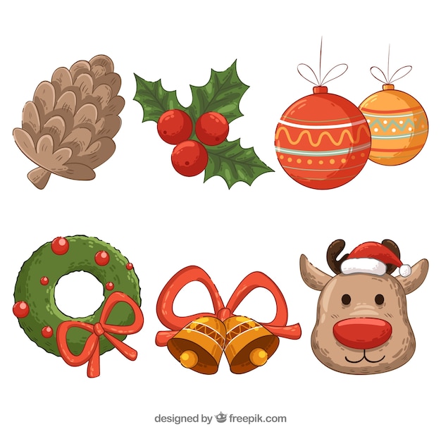 Christmas pack of hand drawn ornaments Vector | Free Download