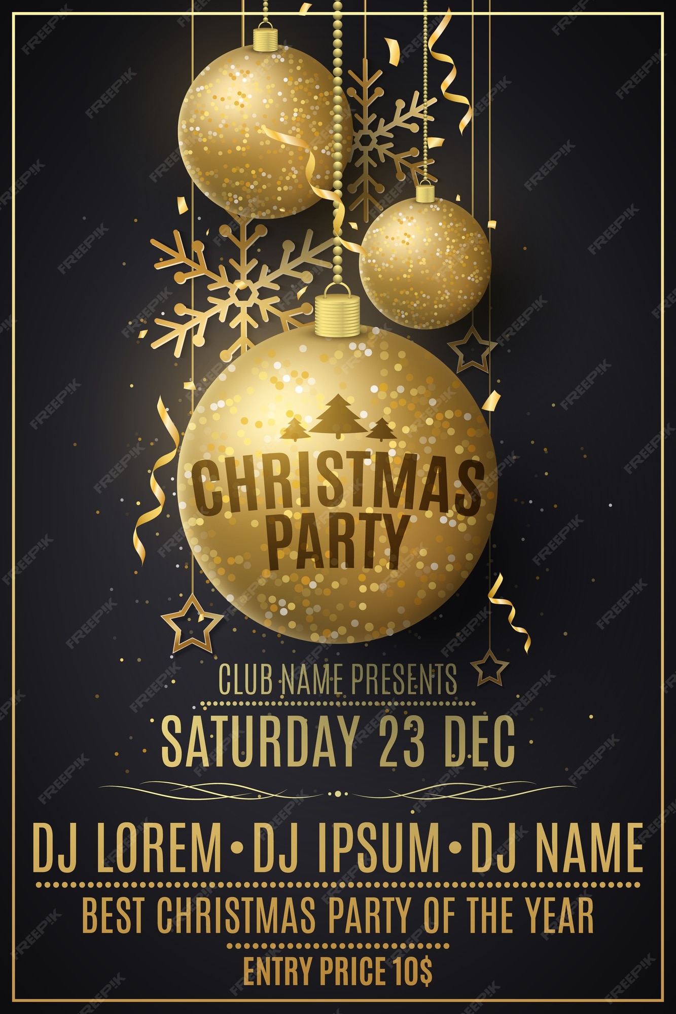 Premium Vector | Christmas party flyer template. decorations from ...