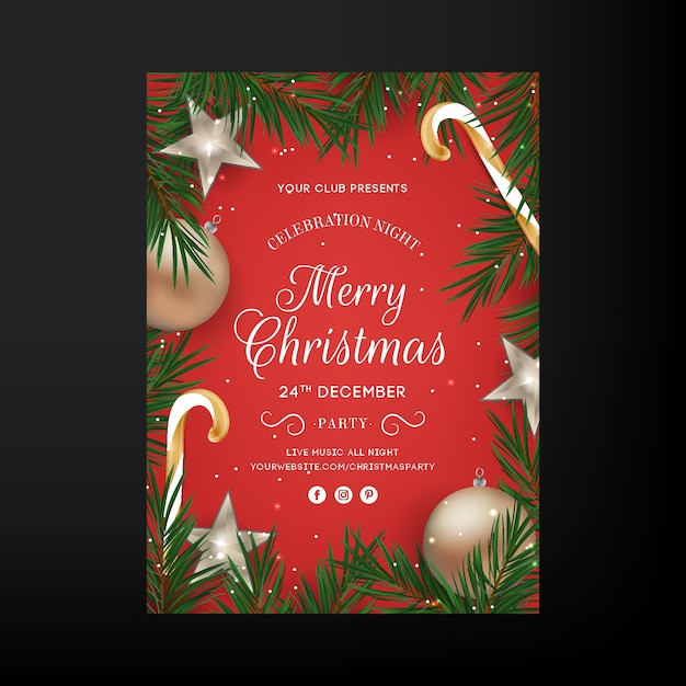 Free Vector | Christmas party flyer template with photo