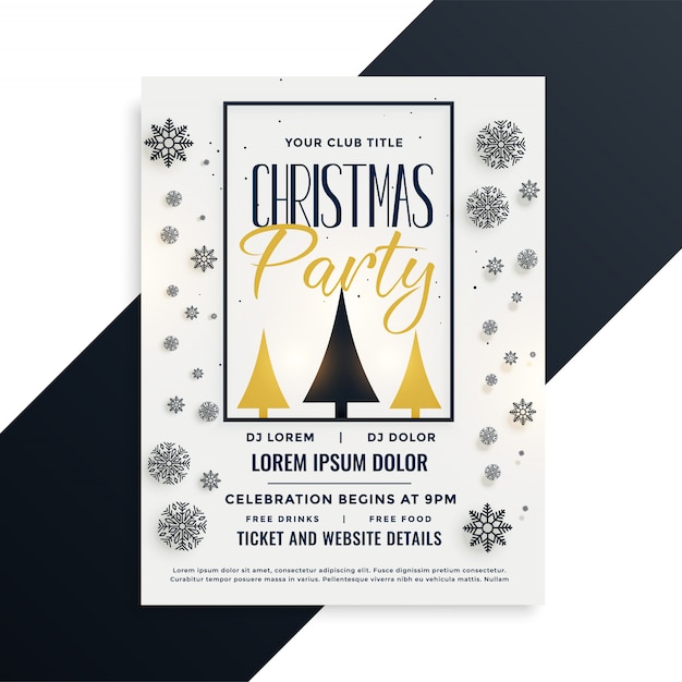 Free Vector | Christmas party flyer template with snowflakes decoration