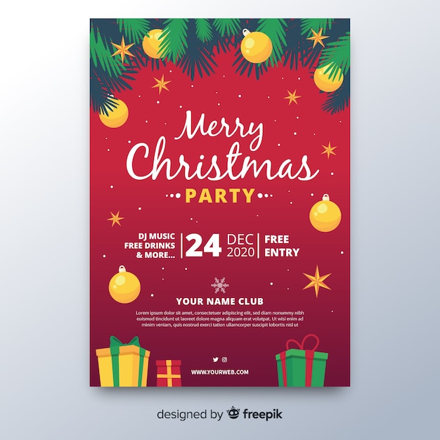 Download Christmas party flyer template Vector | Free Download