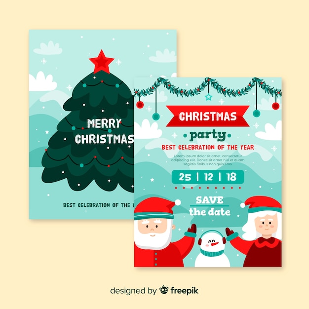 Free Vector Christmas Party Invitation Template