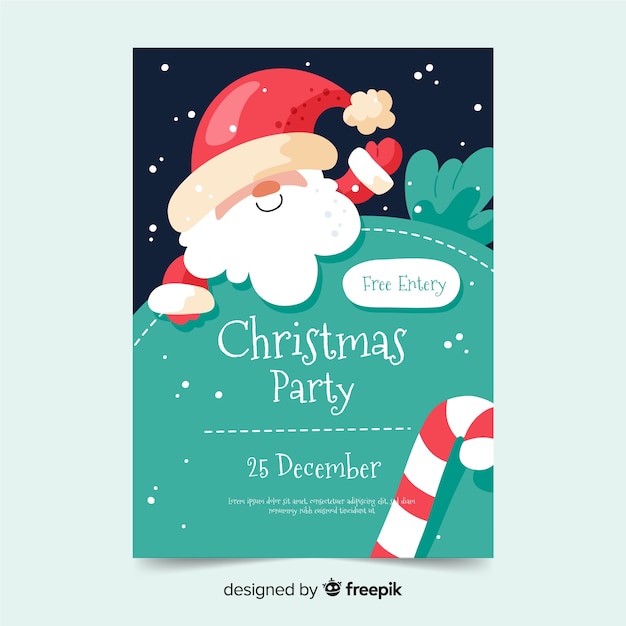 Premium Vector Christmas Party Poster Template In Flat Design