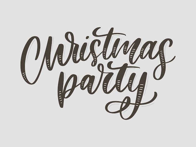 Premium Vector | Christmas party poster template. hand written ...