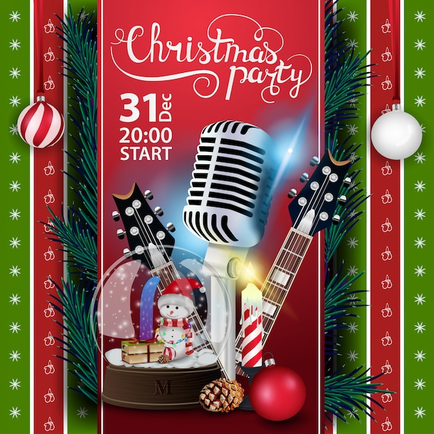 Download Premium Vector | Christmas party, poster template with ...