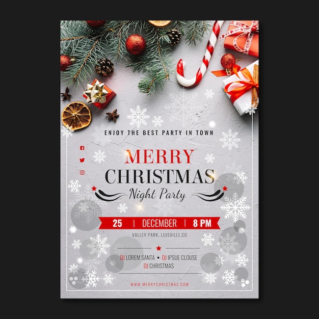 Christmas party poster template Free Vector
