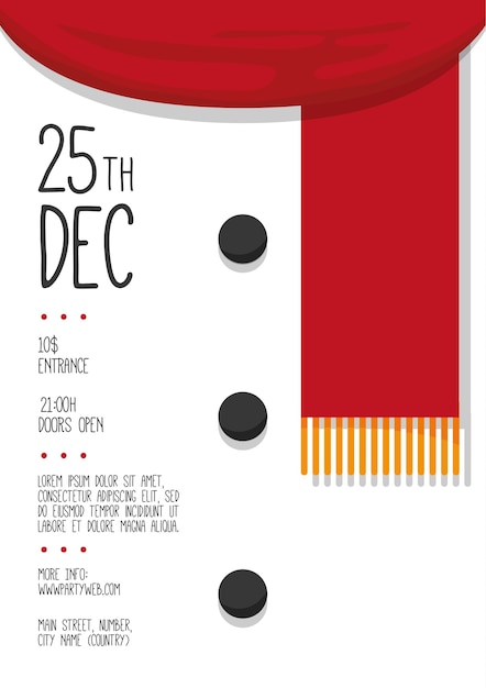 Christmas party poster with red scarf