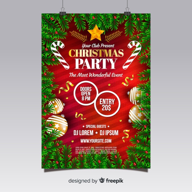 Christmas party poster | Free Vector