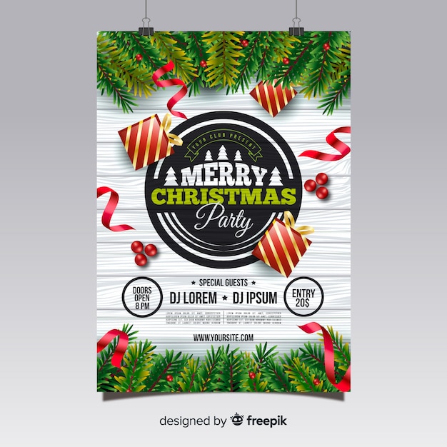 Christmas party poster Free Vector