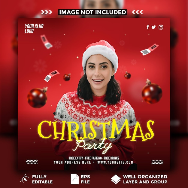 Premium Vector Christmas Party Social Media Template 6668