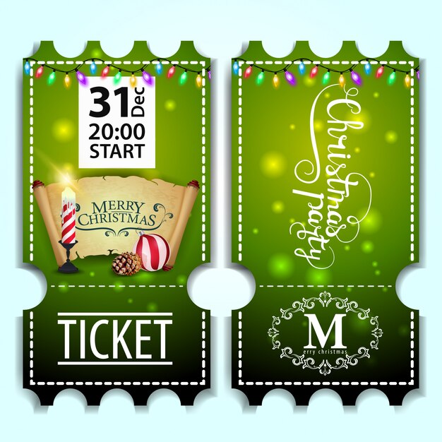 Premium Vector Christmas party ticket template with old parchment