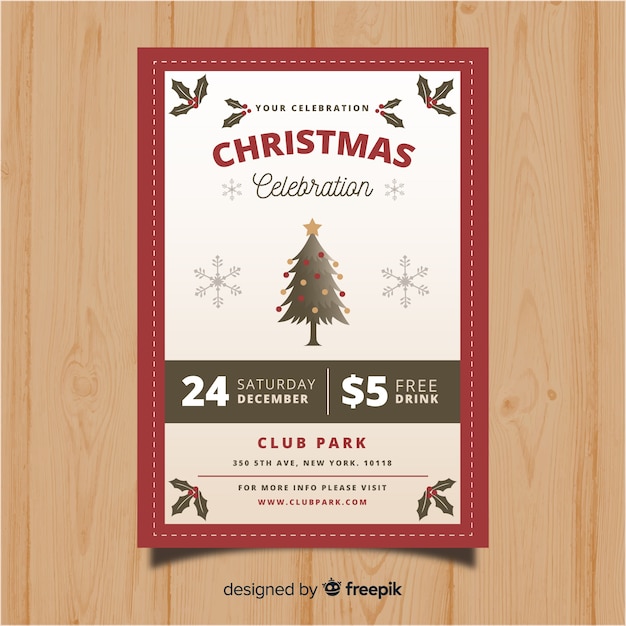 Free Vector | Christmas party vintage tree flyer template