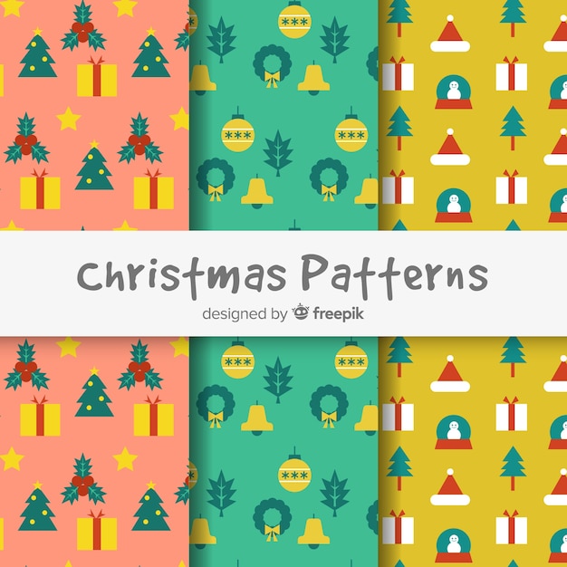 Free Vector | Christmas pattern collection in flat design