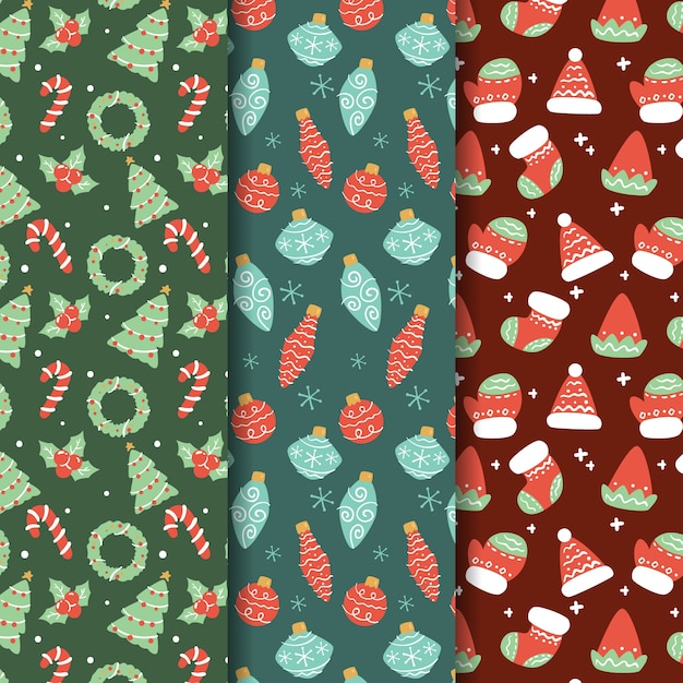 Christmas pattern collection in flat design | Free Vector