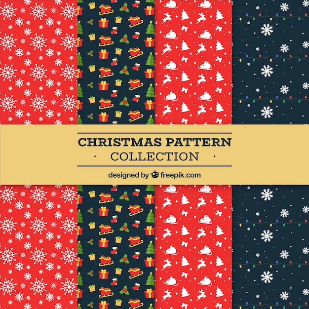 Christmas pattern collection in red and black Vector | Free Download