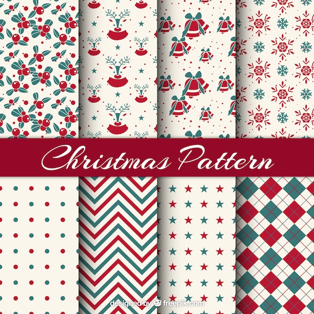 Free Vector | Christmas pattern collection with different motif