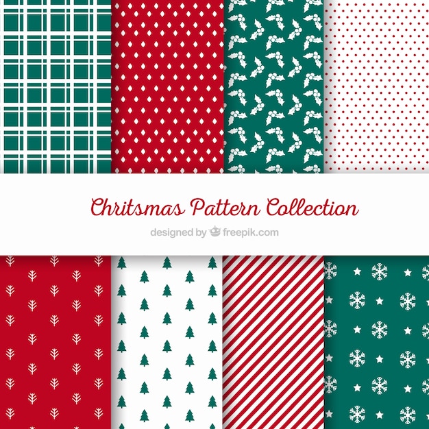 Christmas patterns set Vector | Free Download