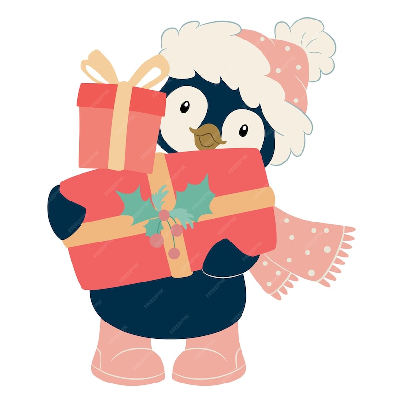 Premium Vector | Christmas penguin character. cute penguin vector ...