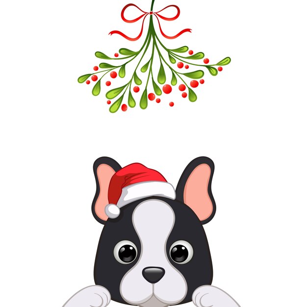 Download Christmas portrait of cute dog character Vector | Premium ...