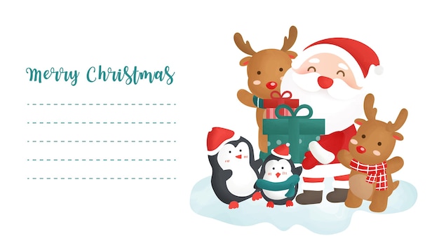 Premium Vector | Christmas postcard with a cute santa clause and