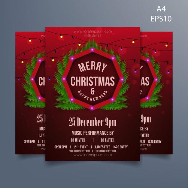 Christmas present flyer template | Premium Vector