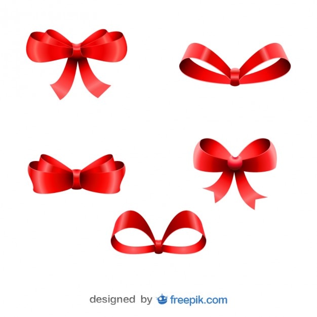 Download Free Vector | Christmas red ribbons five bows set