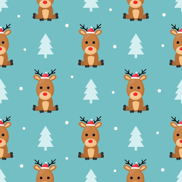 Premium Vector | Christmas reindeer seamless pattern